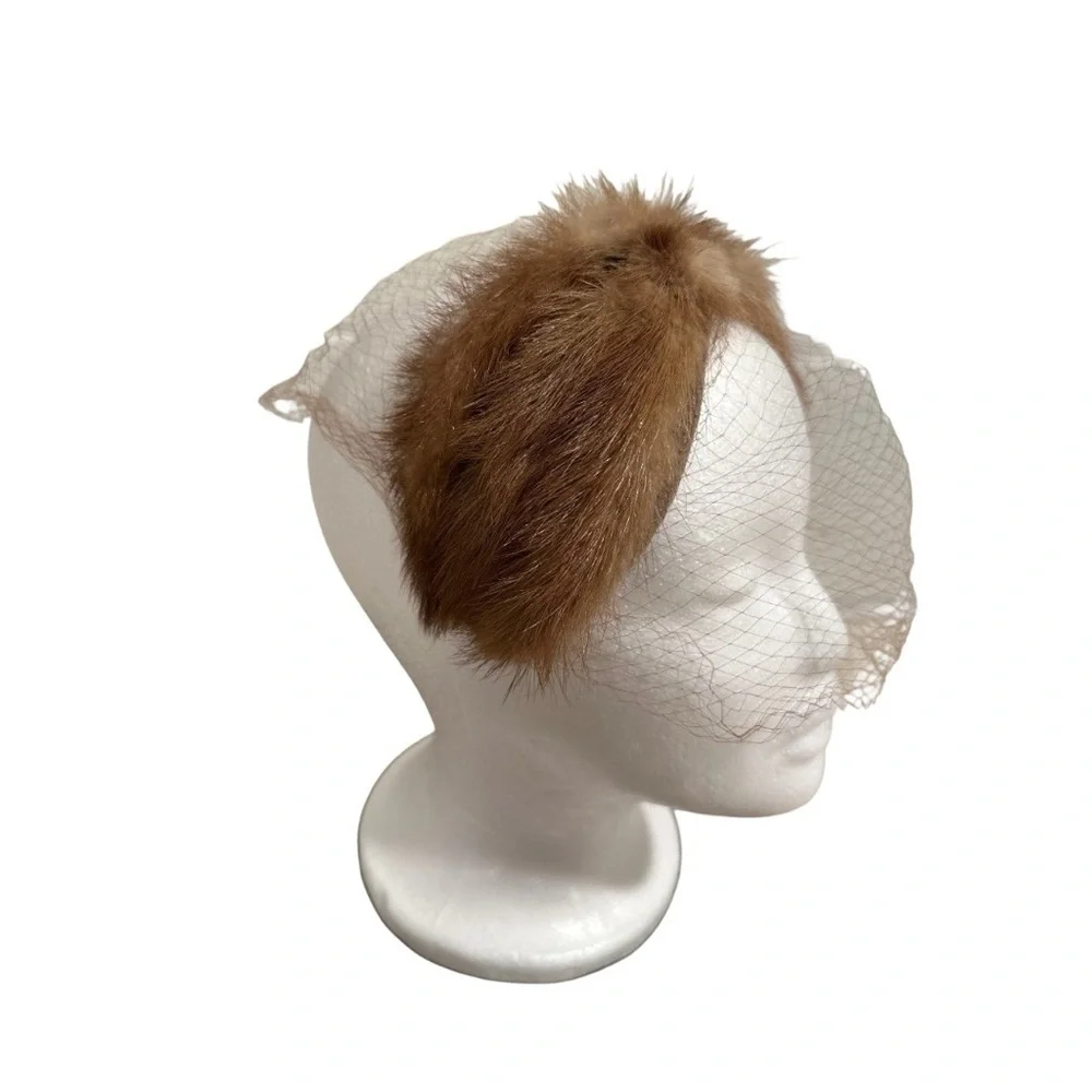Bundle (2) Vintage Fascinator Pillbox Whimsy Hats 40-60s Pheasant Feather & Mink - Picture 6 of 17